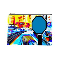 Stop Retro Abstract Stop Sign Blur Cosmetic Bag (Large)