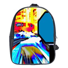 Stop Retro Abstract Stop Sign Blur School Bag (large) by Ndabl3x