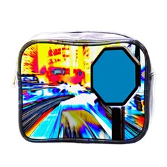 Stop Retro Abstract Stop Sign Blur Mini Toiletries Bag (one Side) by Ndabl3x