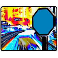 Stop Retro Abstract Stop Sign Blur Fleece Blanket (medium) by Ndabl3x