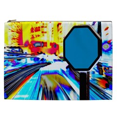 Stop Retro Abstract Stop Sign Blur Cosmetic Bag (xxl) by Ndabl3x