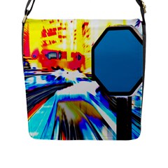 Stop Retro Abstract Stop Sign Blur Flap Closure Messenger Bag (l) by Ndabl3x