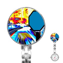 Stop Retro Abstract Stop Sign Blur Stainless Steel Nurses Watch