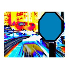 Stop Retro Abstract Stop Sign Blur Two Sides Premium Plush Fleece Blanket (mini) by Ndabl3x