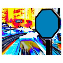 Stop Retro Abstract Stop Sign Blur Two Sides Premium Plush Fleece Blanket (medium) by Ndabl3x