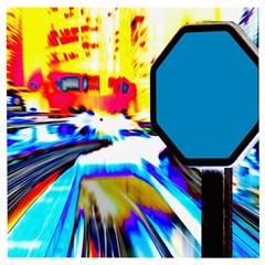 Stop Retro Abstract Stop Sign Blur Wooden Puzzle Square by Ndabl3x