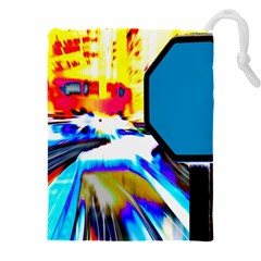 Stop Retro Abstract Stop Sign Blur Drawstring Pouch (5xl) by Ndabl3x