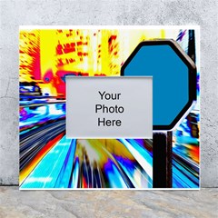 Stop Retro Abstract Stop Sign Blur White Wall Photo Frame 5  x 7 