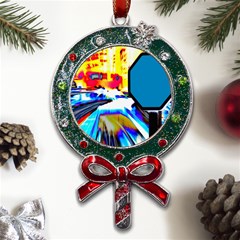 Stop Retro Abstract Stop Sign Blur Metal X mas Lollipop With Crystal Ornament by Ndabl3x