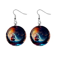 Tree Planet Moon Mini Button Earrings by Ndabl3x