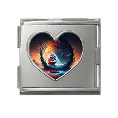 Tree Planet Moon Mega Link Heart Italian Charm (18mm)