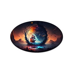 Tree Planet Moon Sticker (oval) by Ndabl3x