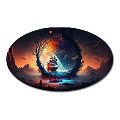 Tree Planet Moon Oval Magnet by Ndabl3x