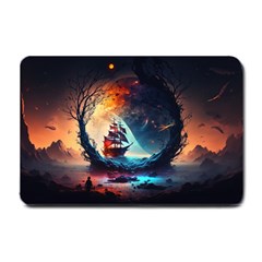 Tree Planet Moon Small Doormat by Ndabl3x