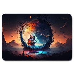 Tree Planet Moon Large Doormat by Ndabl3x