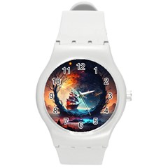 Tree Planet Moon Round Plastic Sport Watch (m) by Ndabl3x