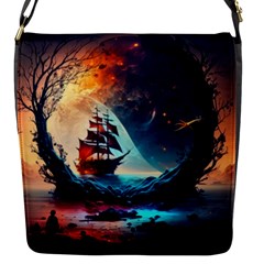 Tree Planet Moon Flap Closure Messenger Bag (s) by Ndabl3x