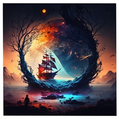 Tree Planet Moon Wooden Puzzle Square by Ndabl3x