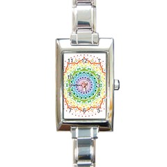 Mandala Pattern Rainbow Pride Rectangle Italian Charm Watch by Ndabl3x