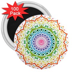 Mandala Pattern Rainbow Pride 3  Magnets (100 Pack) by Ndabl3x