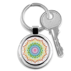 Mandala Pattern Rainbow Pride Key Chain (round) by Ndabl3x