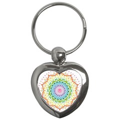 Mandala Pattern Rainbow Pride Key Chain (heart) by Ndabl3x