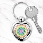 Mandala Pattern Rainbow Pride Key Chain (Heart) Front