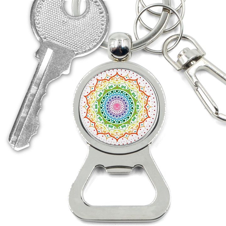 Mandala Pattern Rainbow Pride Bottle Opener Key Chain