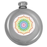 Mandala Pattern Rainbow Pride Round Hip Flask (5 oz) Front