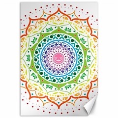 Mandala Pattern Rainbow Pride Canvas 12  X 18  by Ndabl3x