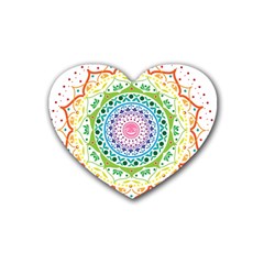 Mandala Pattern Rainbow Pride Rubber Heart Coaster (4 Pack) by Ndabl3x