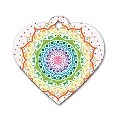 Mandala Pattern Rainbow Pride Dog Tag Heart (one Side) by Ndabl3x