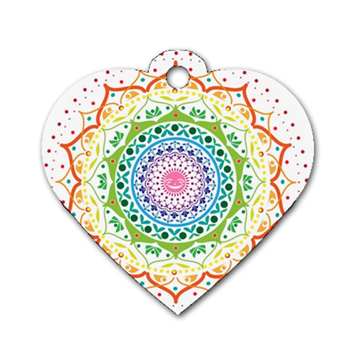 Mandala Pattern Rainbow Pride Dog Tag Heart (Two Sides)