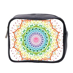 Mandala Pattern Rainbow Pride Mini Toiletries Bag (two Sides) by Ndabl3x