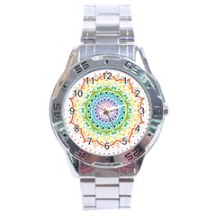 Mandala Pattern Rainbow Pride Stainless Steel Analogue Watch by Ndabl3x