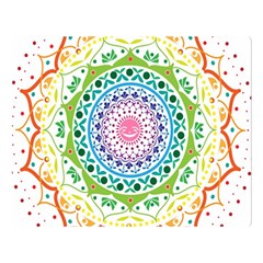 Mandala Pattern Rainbow Pride Two Sides Premium Plush Fleece Blanket (large) by Ndabl3x