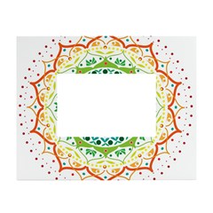 Mandala Pattern Rainbow Pride White Tabletop Photo Frame 4 x6  by Ndabl3x