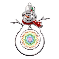 Mandala Pattern Rainbow Pride Metal Snowman Ornament by Ndabl3x