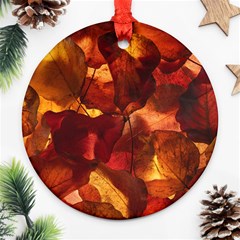 Leaves Fall Autumn Season Orange Ornament (round) by Ndabl3x