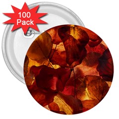 Leaves Fall Autumn Season Orange 3  Buttons (100 Pack)  by Ndabl3x