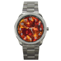 Leaves Fall Autumn Season Orange Sport Metal Watch by Ndabl3x