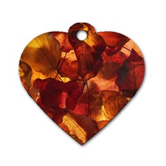 Leaves Fall Autumn Season Orange Dog Tag Heart (one Side) by Ndabl3x