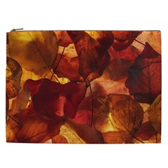 Leaves Fall Autumn Season Orange Cosmetic Bag (xxl) by Ndabl3x