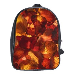 Leaves Fall Autumn Season Orange School Bag (xl) by Ndabl3x