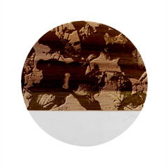 Leaves Fall Autumn Season Orange Marble Wood Coaster (round) by Ndabl3x