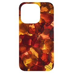 Leaves Fall Autumn Season Orange Iphone 14 Pro Black Uv Print Case by Ndabl3x