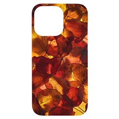 Leaves Fall Autumn Season Orange Iphone 14 Pro Max Black Uv Print Case by Ndabl3x