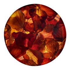 Leaves Fall Autumn Season Orange Round Glass Fridge Magnet (4 Pack)