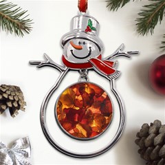 Leaves Fall Autumn Season Orange Metal Snowman Ornament by Ndabl3x