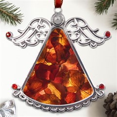 Leaves Fall Autumn Season Orange Metal Angel With Crystal Ornament by Ndabl3x